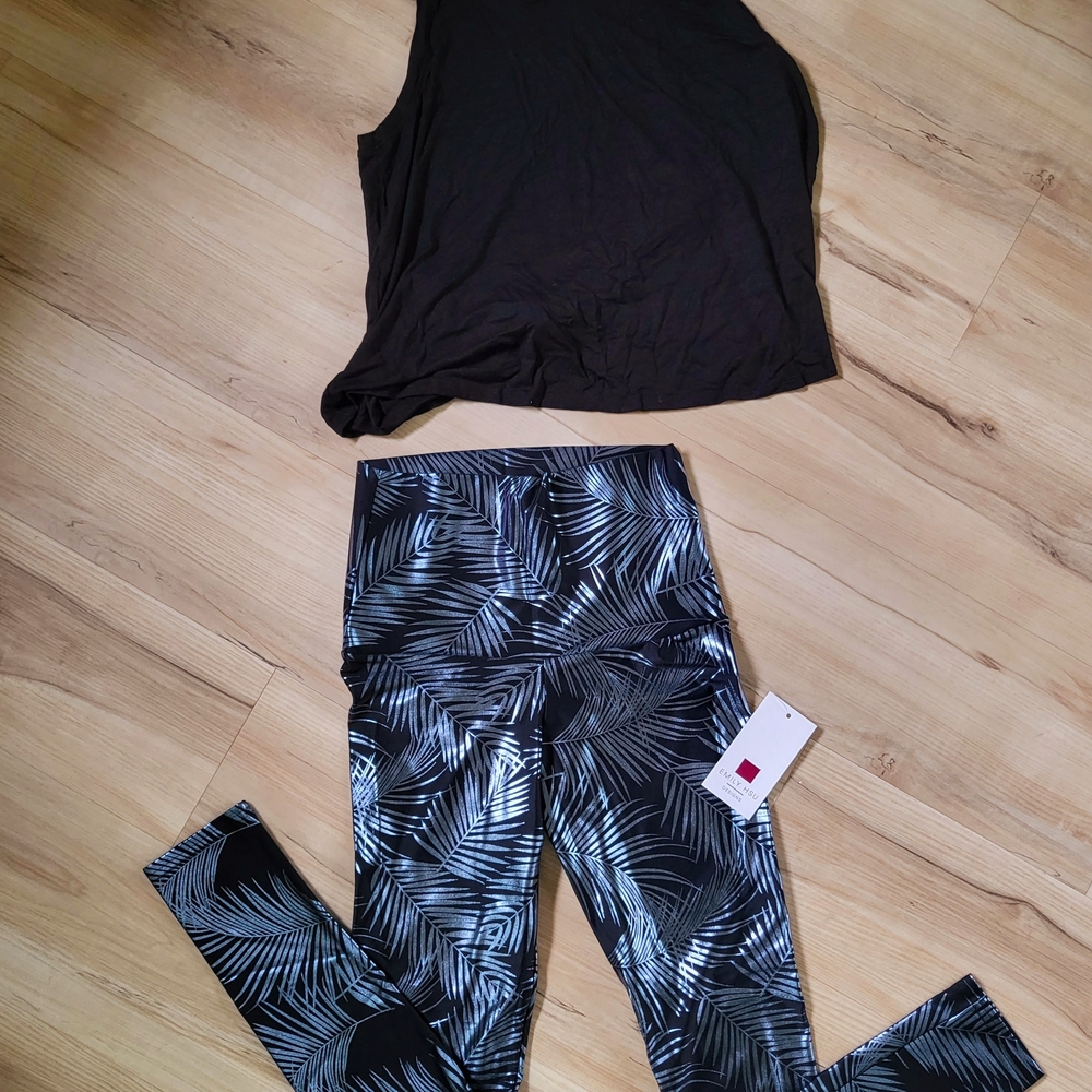 Emily Hsu High-Waist Black Palm Print Outfit